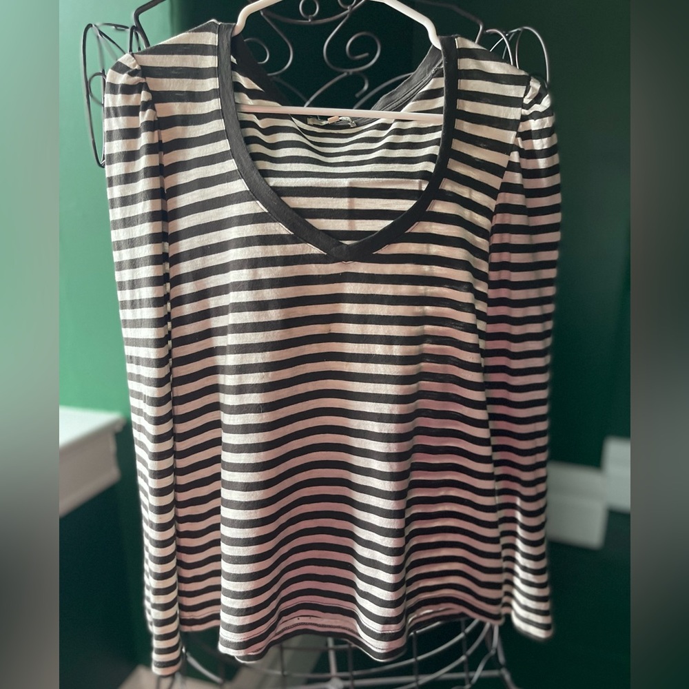 Z Supply Black Striped Scoop Neck Shirt